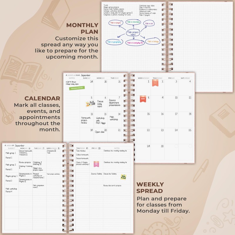 Clever Fox Teacher Planner Spiral – School Year Planner with