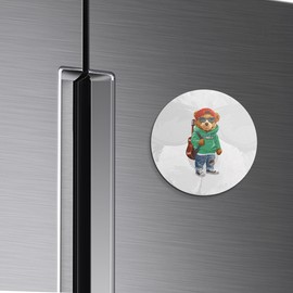 Unbranded Funny Music Bear Animal | 4'' X 4'' Round Decorative Magnet