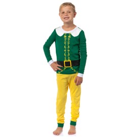 INTIMO Elf Pajama Set Kid's Sleepwear Holiday Classic Buddy The Elf Tight Fit Long Sleeve Sleep Set Boys Girls (Buddy Kids, 8)