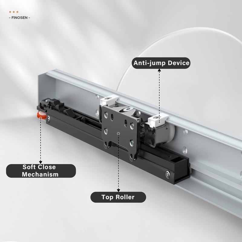 FINOSEN 32inch Concealed Sliding Barn Door Hardware with Soft Close