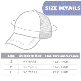 AQOKKA Toddler Baseball Hat with Mesh Adjustable Dinosaur Printed Trucker Hat Outdoor Beach Summer Infant Sun Cap for Kid Boy