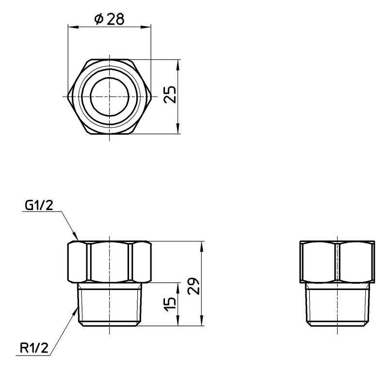 SANEI Plumbing Parts Male Female Nipple G1/2 R1/2 T253-2-13