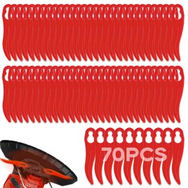 Xerteam 70 Pcs Trimmer Blades Plastic, Grass Lawn Mower Replacement Blades—Curved Shape Cordless 91mm Red, Cutting Blades for Most Strimmers, for Garden Park Courtyard