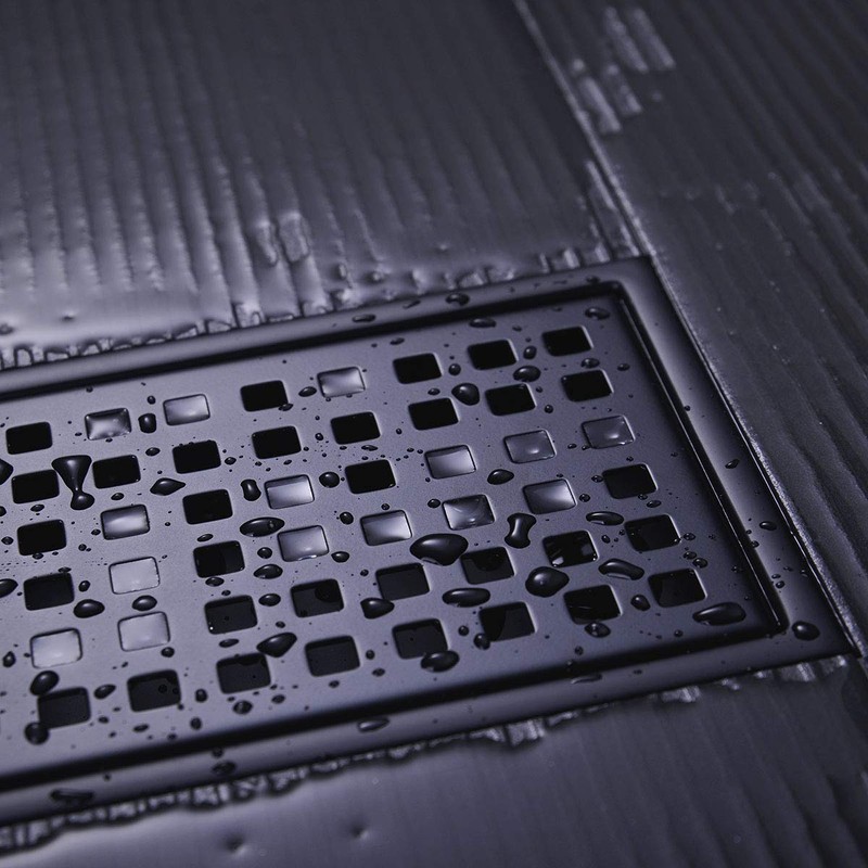 Orhemus Linear Shower Floor Drain with Removable Cover Grid Grate