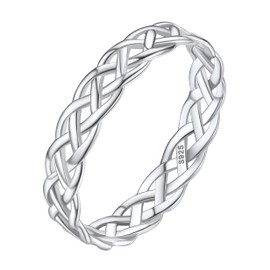 Celtic Knot Band Rings for Men and Women Sterling Silver Vintage Dainty Circle Ring Charms for Teen Boys and girls Size 7