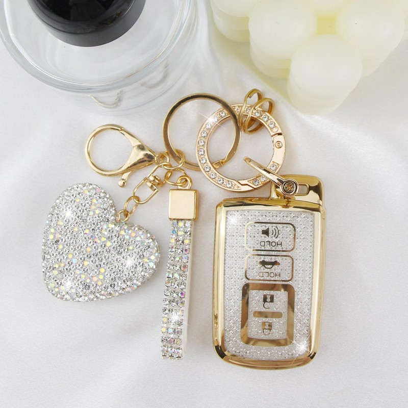 YIKECASE Key Fob Cover with Diamond Keychain Car Key Holder