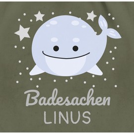 Geschenk mit Namen personalisiert by Shirtracer - Gym Bag Backpack - Nursery Bag Change Items Boys - Swimming Suit Whale, 19 Olive Green, Unit size