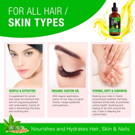 Jamaican Black Castor Oil,120ML Massage Oil for Aromatherapy, 100% Pure Natural Cold Pressed Organic Castor Oil, Stimulate Growth for Hair, Eyelashes,Eyebrows, Skin Moisturizer & Hair Oil and Body Oil