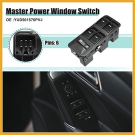 Partuto Front Left Driver Side Master Power Window Switch Fit for Land Rover LR3 - Pack of 1 Black Replacement
