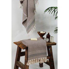 DEMMEX Luxury Waffle 'Cotton Bubbles' Turkish Bath Towel – 100% Oeko-TEX Certified Turkish Cotton - Ultra Soft & Quick-Dry Lightweight Bathroom Peshtemal Bath Sheet - 70x40 Inches (Coffee-Black)