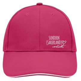 Huuraa Sundern Sauerland in Love Unisex Cap with Name of Your Favourite City in North Rhine-Westphalia Gift Idea for Friends and Family, Pink/white
