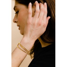 ENSKEFEN Gold Cuff Bracelets for Women Triple Cross Wire Bangle Bracelet Adjustable Open Cuffs Bracelet Stackable Wrist Cuffs Bracelets Gold Arm Cuff