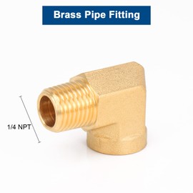 BathAce 90 Degree Brass Barstock Street Elbow, Thread-Good Airtightness Heavy Brass Pipe Adapter Fittings, 2 Pack (1/4 NPT Male Pipe to 1/4 NPT Female)