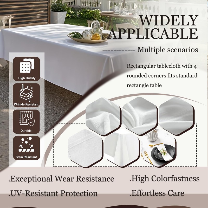 12 Pack White Tablecloths for Rectangle Tables, 60 x 126