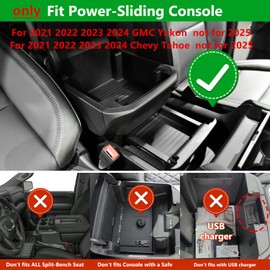 JOJOMARK Center Console Organizer Accessories fits for 2021-2024 GMC Yukon Chevy Tahoe Suburban（ Only Fit for Power Sliding Console）（not for 2025 Models）