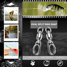 Atibin High Strength Fishing Swivel Steel Stainless Connector Swivel Snaps Freshwater Ball Bearing Fishing Snap Saltwater 50pcs 49lbs