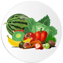 Fruits and Vegetables - 3 Pack Circle Stickers 3 Inch - Healthy Produce
