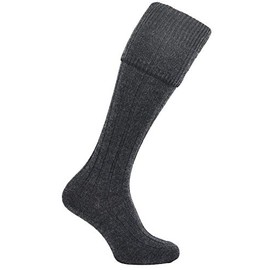 TW SPORTS & KILTS SCOTTISH MEN'S DELUXE WOOL BLEND CHARCOAL KILT HOSE SOCKS (M Size (7-9))