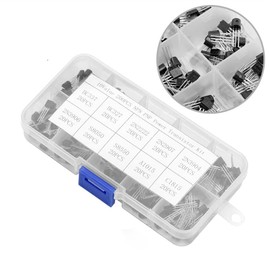 PENGLIN 200 Pcs NPN Transistors PNP 3-Pin TO-92 Electrolytic Capacitors Tricode Tubes Universal Power Transistors 10 Types BC337, BC327, 2N22, 2N907, 2N3904, 2N3906, S8050, A1015, CIN 815 each 20pcs