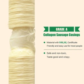 FAIRSKY Edible Drying Sausage Casing,Clear Smoked Collagen Sausage Casings for Flavorous Homemade Sausages 14m/46ft, Diameter 20mm/ 3/4'', 1 Roll