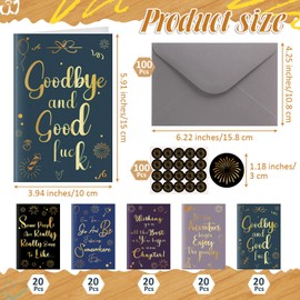Motiskyy 100 Sets Farewell Cards for Coworker Bulk with Envelopes and Stickers Going Away Goodbye Cards for Office Colleague Employee Retirement New Job Gifts Leaving Supplies