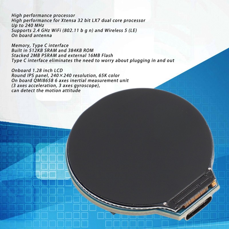 LCD Development Board Professional 1.28 Inch IPS Circular Screen 240×240