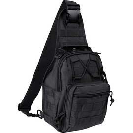 Outdoor Tactical Sport Bag Sling Shoulder Portable Cycling Camping Fishing Backpack（Black）