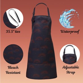 Plum Hill BoHo Cosmetology Apron for Hair Stylist, Nail Tech, Esthetician, Water Resistant Bleach Proof - Hairdresser Apron with Pockets