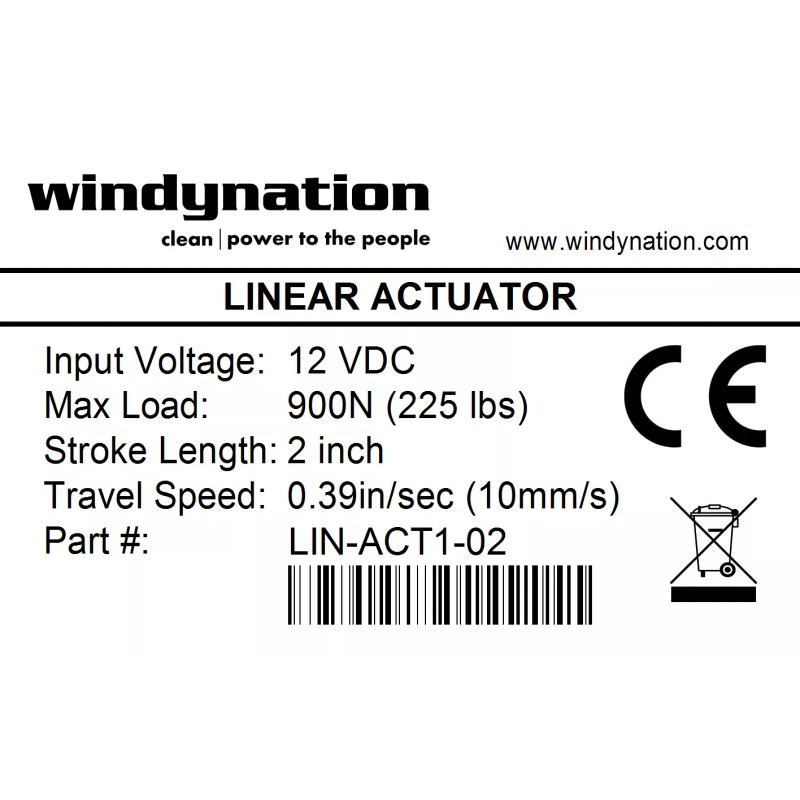 Windy Nation Heavy Duty 2" Inch Linear Actuator Stroke 225