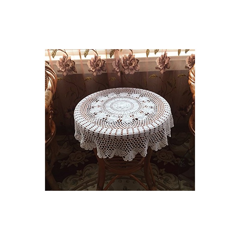 Lelefly Cotton Handmade Crochet lace Table Runners Round Tablecloth Doilies