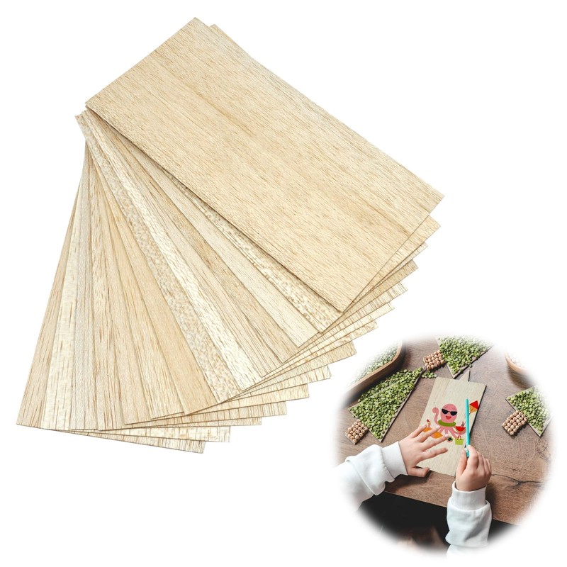 12-Pack Balsa Wood Sheets 200x100x1mm Lightweight Craft Balsa Wood Thin