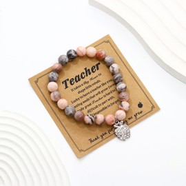 AILUOR Teacher Appreciation Gifts, Teacher Bracelet Gifts, Natural Stone Bracelet, End of the Year for Women with Message Card, Adjustable, Stone, No gemstone