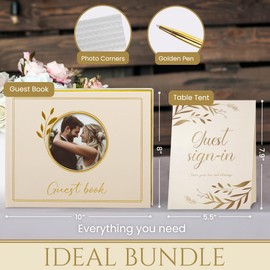 SwNestial Elegant Cream Linen Wedding Guest Book Set - DIY Customizable Cover Guest Book, Perfect for Wedding Gift, Guest Book Wedding Reception, Quinceañeras, Baby Showers and Anniversaries.