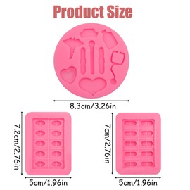 Pill Molds for Making Pills 3 Pcs, Medical Tablets Capsule Pill Fondant Molds Nurse Hat Stethoscope Pill Bottle Bandage Thermometer Medical Silicone Chocolate Candy Mold