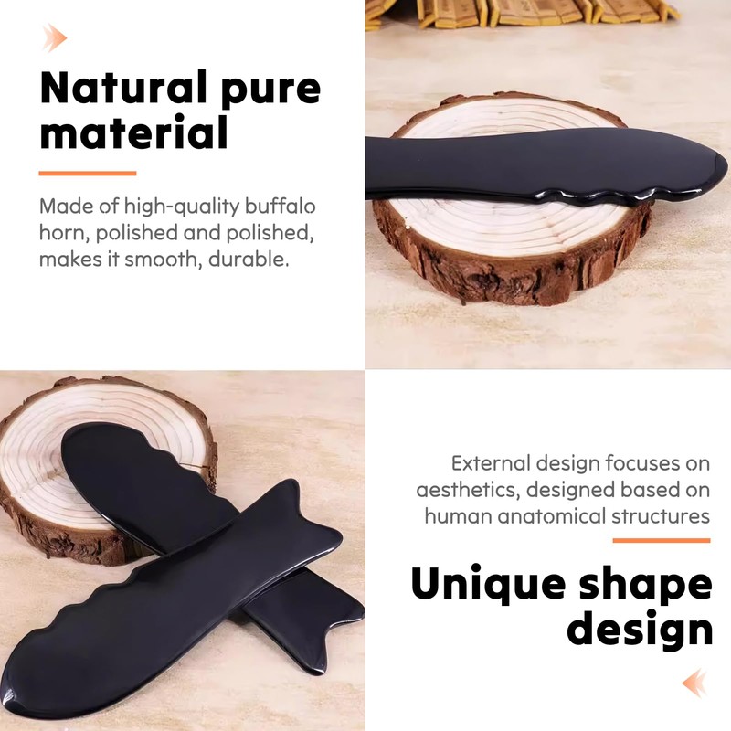 Buffalo Horn Gua Sha Massage Tool, Fish Shape Guasha Scraper