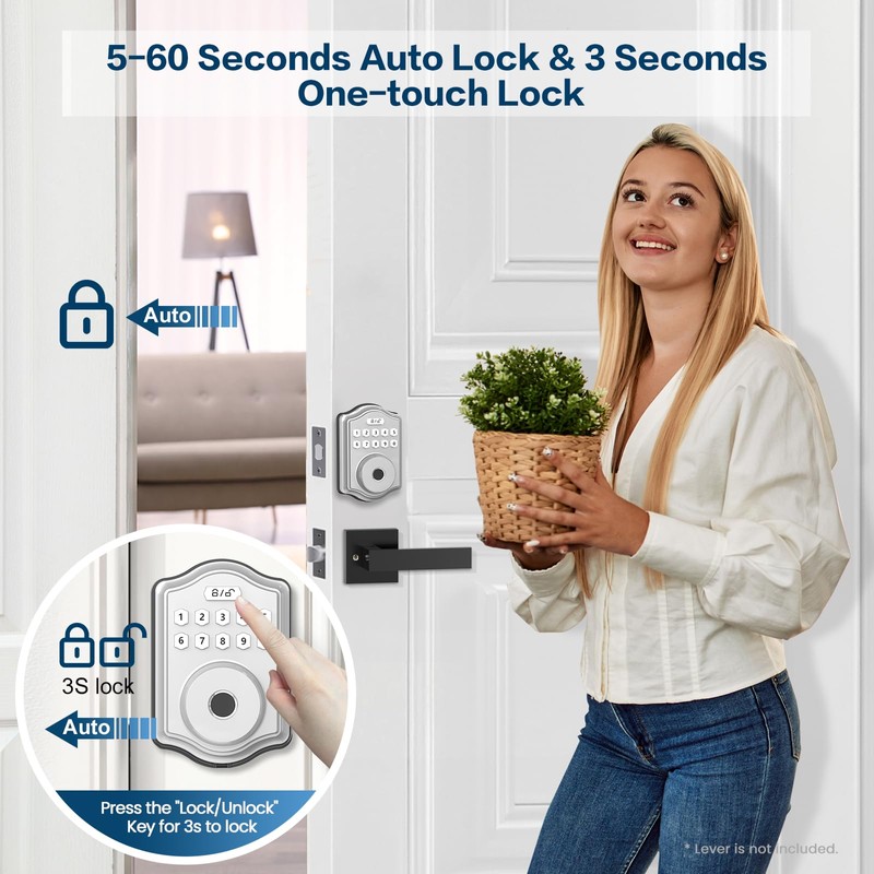 52HZ Fingerprint Door Lock, Keyless Entry Door Lock with Code,