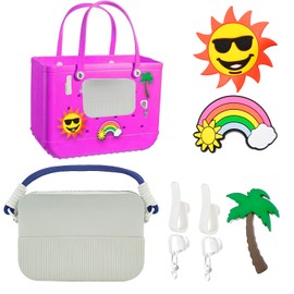 VIEKIER Beach Bag Accessories with Silicone Bag Holder 9 Pcs Beach Bag Charm Insert Accessories Fit Various Size Beach Bag（Grey）