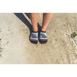 MERGE4 Jimbo Chopper Freak Medium No Show Socks Grey Black Motorcycle Ankle Socks