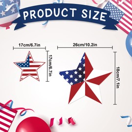 Whaline Patriotic Garage Decoration Magnet Stickers Star Shaped Magnet Decals July 4th Garage Door Decals for Independence Day Party Supplies Home Decoration, 12Pcs