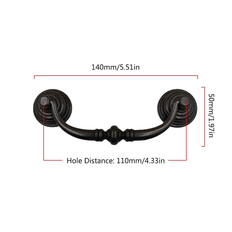 SEIWEI 140mm Drawer Pulls Handle Swing Rings Vintage Antique Cupboard