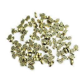 100Pcs Tiny Fish Beads Antique Gold Jesus Fish Beads 0.8x0.45cm Mini Fish Shaped Beads Metal Jesus Beads for Crafts Keychain Making Bracelet Necklace DIY Supplies