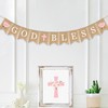 Flower God Bless Banner Baptism Burlap Garlands Girl Pink Cross