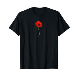 Red Poppy Botanical Flower Plants Nature Green Gardening T-Shirt