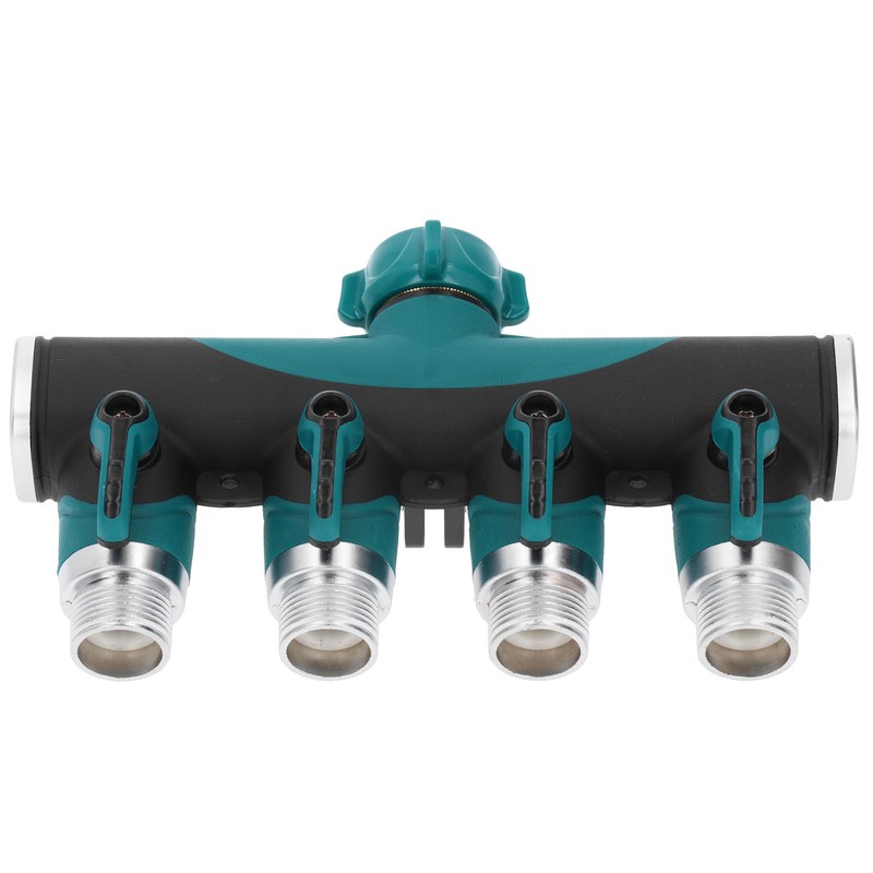 4 Way Hose Splitter Metal Valve Water Distribution Controller Connector