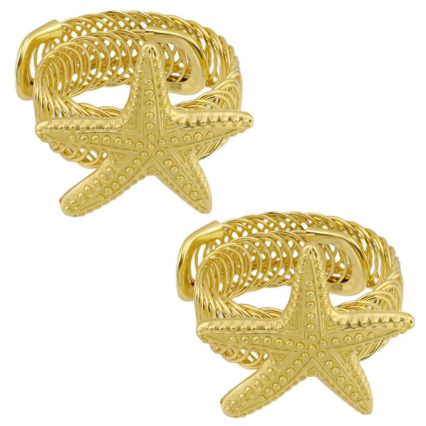 Mewutal 2pcs Gold Starfish Spring Curtain Tiebacks Holdbacks Metal Spring