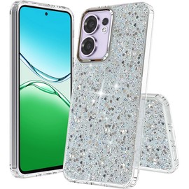 FORZARMOR for Oppo Reno 13 F 5G (6.67 Inch) Case, Bling Glitter Fashion Silver Foil Sequins, Inner Airbag Shockproof Transparent Soft Cover (for Reno 13 F)