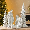 Glitzhome 5Piece White/Gold Resin Nativity Sets, Holy Family Figurines with