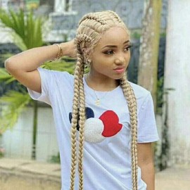 Angle Lucky Blonde Box Braided for Women Hand-Braided #613 Blonde 4 Twist Nature Hairline Wig Synthetic Lace Frontal Braided Wig Afro Long Cornrow Braids Wig Cosplay Party