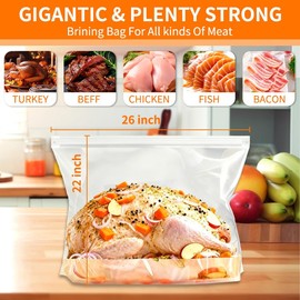 EIOFG - Paquete de 3 bolsas de salmuera, 26 x 22 pulgadas, doble cierre de cierre con 3 cuerdas de algodón, bolsas de pavo extra grandes para pavo, pollo, carne de res, pescado, cordero, cerdo