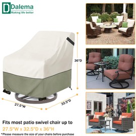 Dalema Outdoor Swivel Chair Cover 2 Pack,600D Heavy Duty 100% Waterproof Outdoor Chair Covers,Patio Furniture Covers for Swivel Patio Chairs,27.5" W x 32.5" D x 36" H,Beige